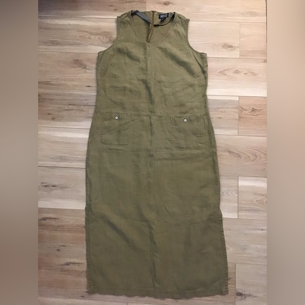 Vintage NY&CO Linen Midi  Shift Dress 14